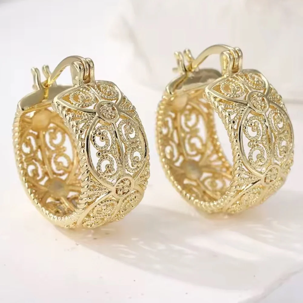 Ornate Gold Filigree Hoop Earrings